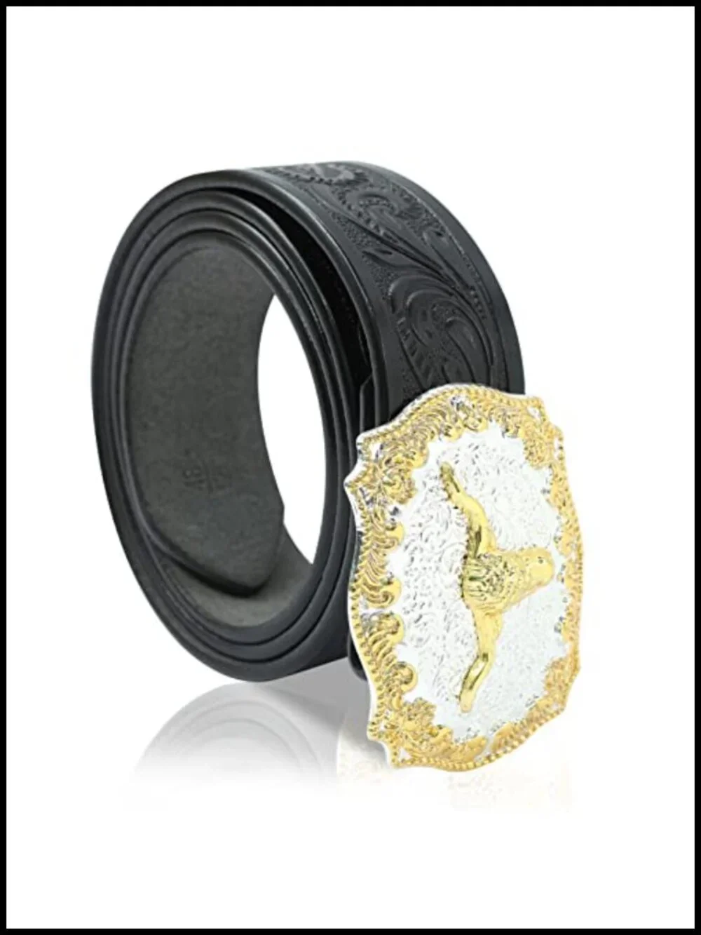 Cowboy Leather Belt with Removable Buckle - Rodeo Floral Tooled Western